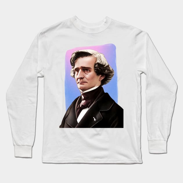 French Composer Hector Berlioz - pink blue - illustration Long Sleeve T-Shirt by Litstoy 